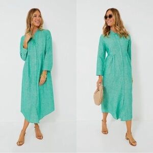 Tuckernuck XXL pomander place Linen blend Sea Green Lydell Maxi shirt Dress